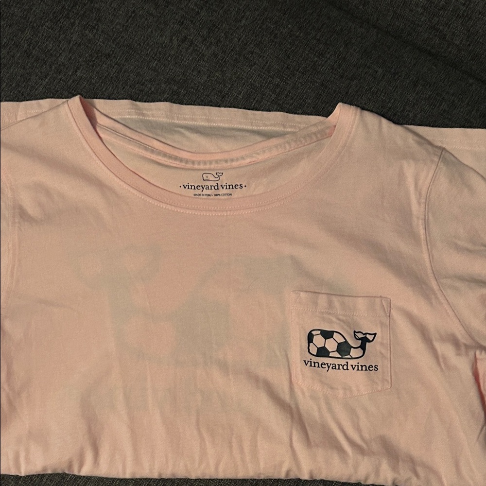 Vineyard Vines Light Pink Short Sleeve soccer themed Tee